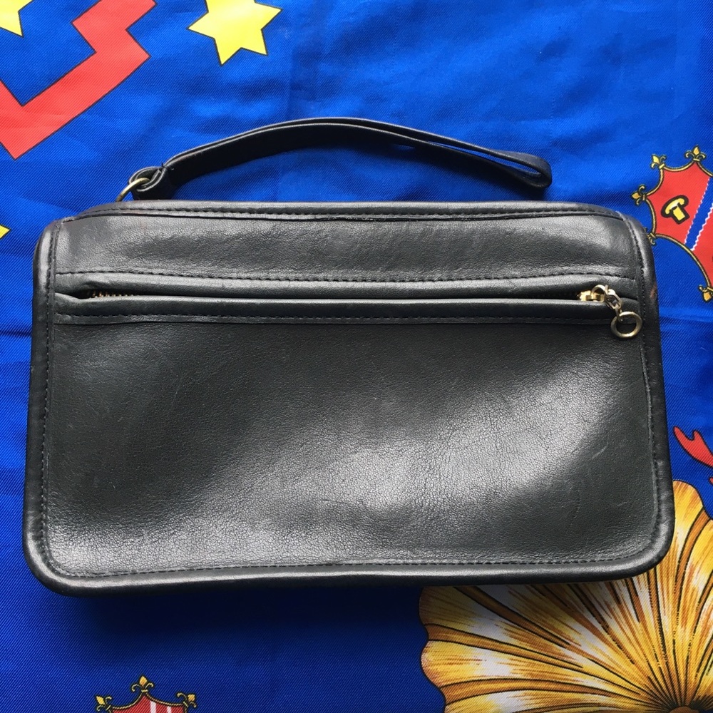 Vintage black leather Coach wristlet